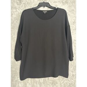 J Jill Wearever Collection Black Tunic Top Womens Medium 3/4 Sleeve